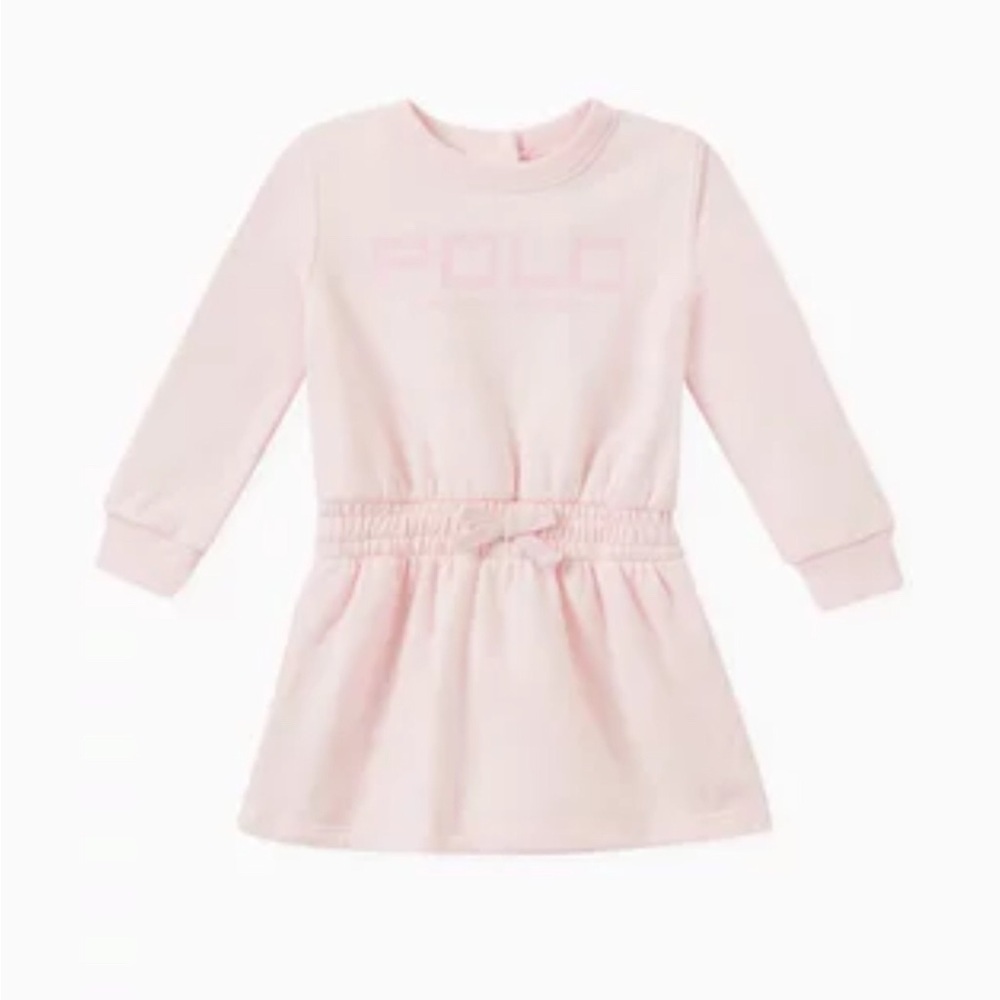 Polo Ralph Lauren - girl's pink sweatshirt dress featuring a prominent logo